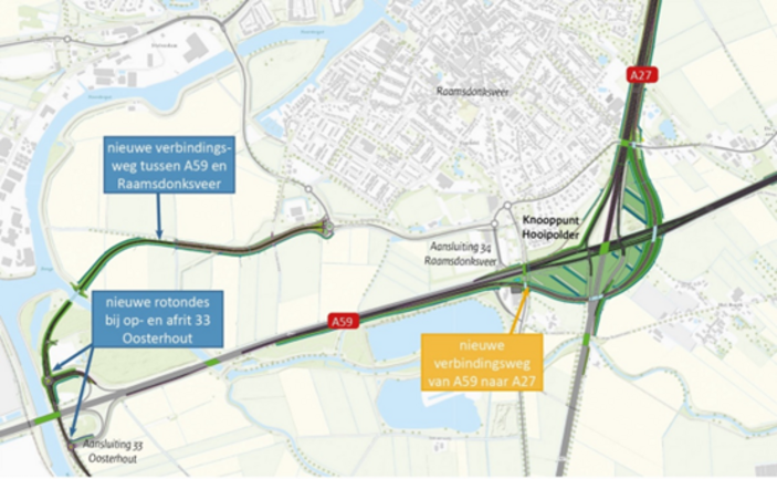 Wegwerkzaamheden aan de A59 in december 2024